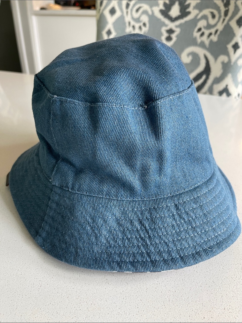 NWT Ed Hardy Two-Tone Blue and Black Graphic Patchwork Bucket Hat - Picture 4 of 4